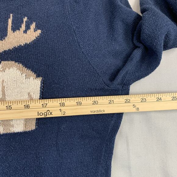 Vintage Abercrombie & Fitch Wool Blend Blue Double Moose Sweater Med - Picture 7 of 9